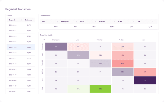 Customer segments transition over time